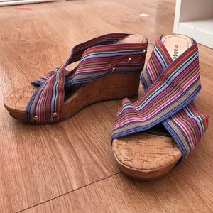 Madden Girl multi-colored low riding wedges
